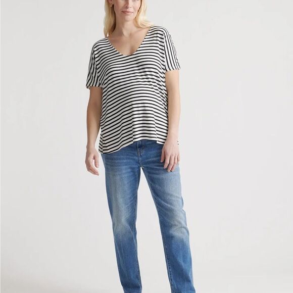 Quince Striped Women's Tops 2 pack Black/White size L NWT in packaging - Picture 2 of 16